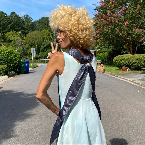 OOAK handpainted flamingo neoprene dress fit flare - Picture 7 of 10